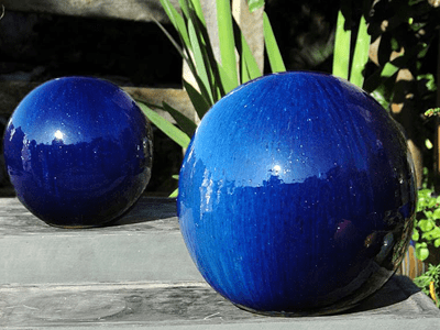 blue lawn ball decor