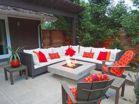 white and red outdoor furniture